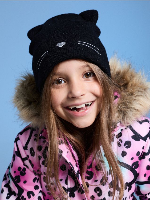 Sinsay - Căciulă beanie cu urechi 3D și amestec de viscoză - negru