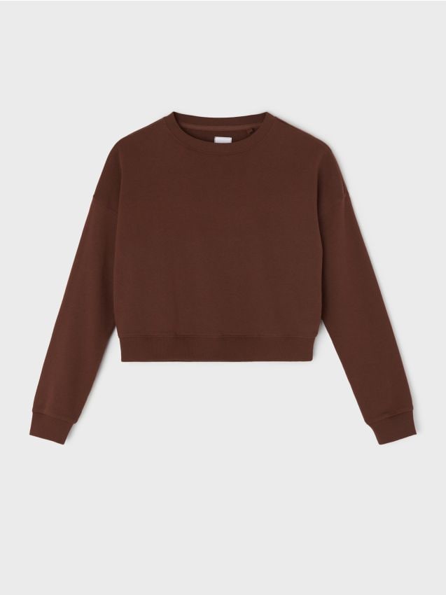 Sinsay - Regularná mikina s okrúhlym výstrihom - hnedá