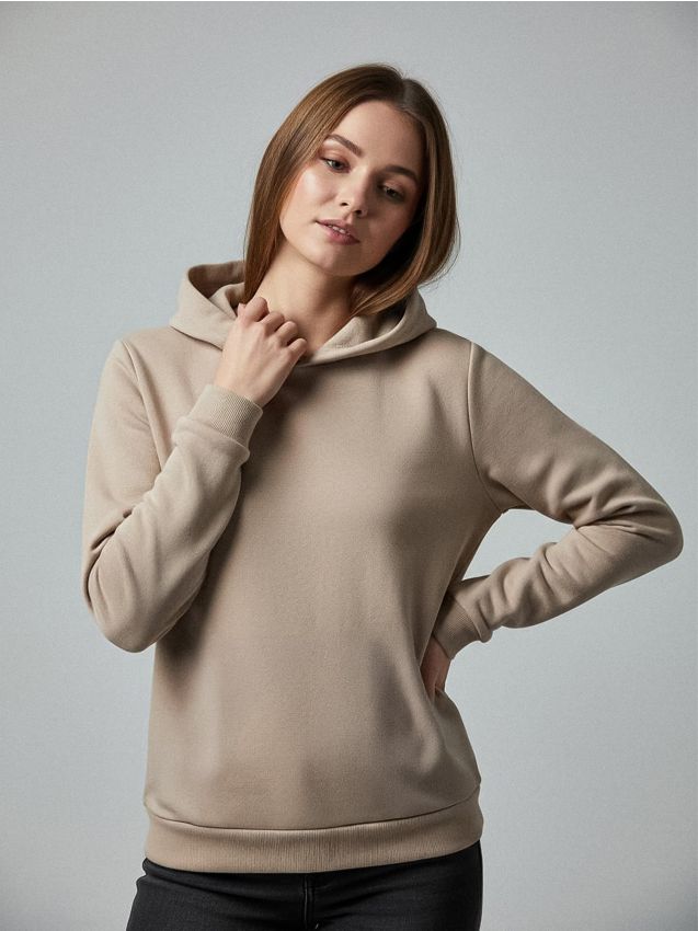 Sinsay - Bluza hoodie basic - beżowy