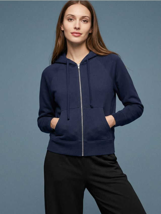 Sinsay - Hanorac cu glugă și fermoar - bleumarin