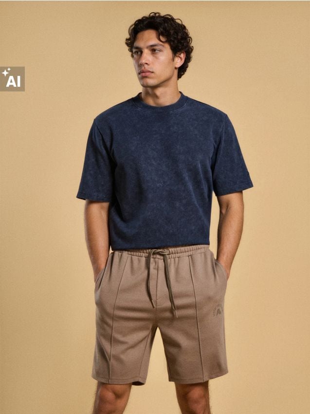 Sinsay - Pantaloni scurți slim din viscoză - galben-verzui