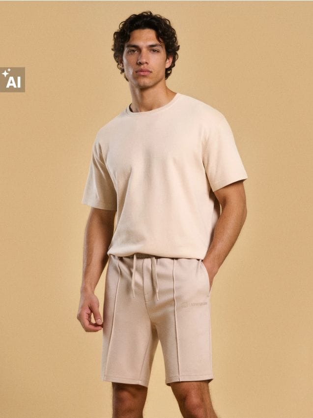 Sinsay - Pantaloni scurți slim fit cu viscoză - bej