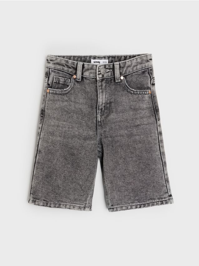 Sinsay - Szorty straight z efektem sprania - szary