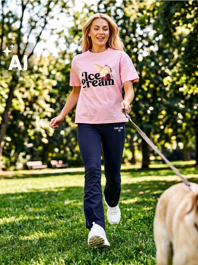 Sinsay - Tricou oversize din bumbac cu imprimeu - roz-pastel