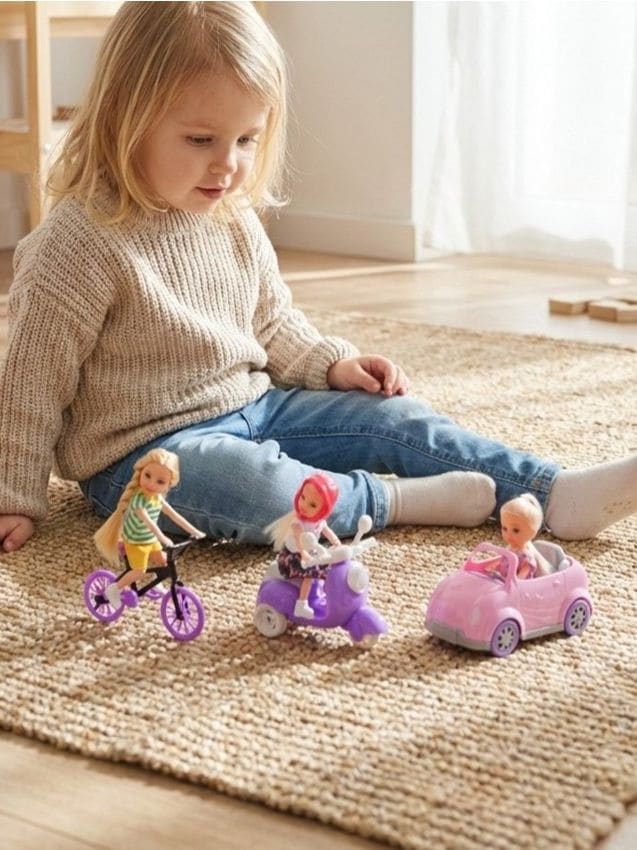 Sinsay - Set de păpuși cu vehicule, 6 buc. - roz-bombon