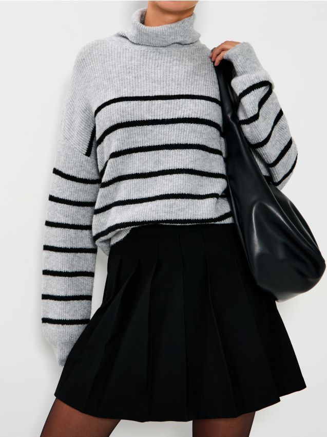 Sinsay - Pásikavý rolák - svetlošedá