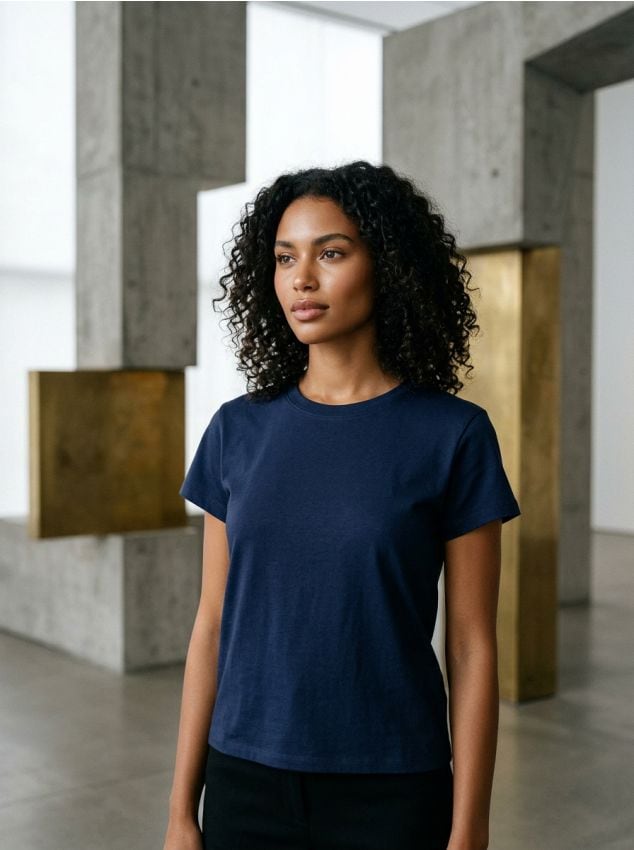 Sinsay - Bawełniana koszulka z gęstego splotu Interlock - granatowy