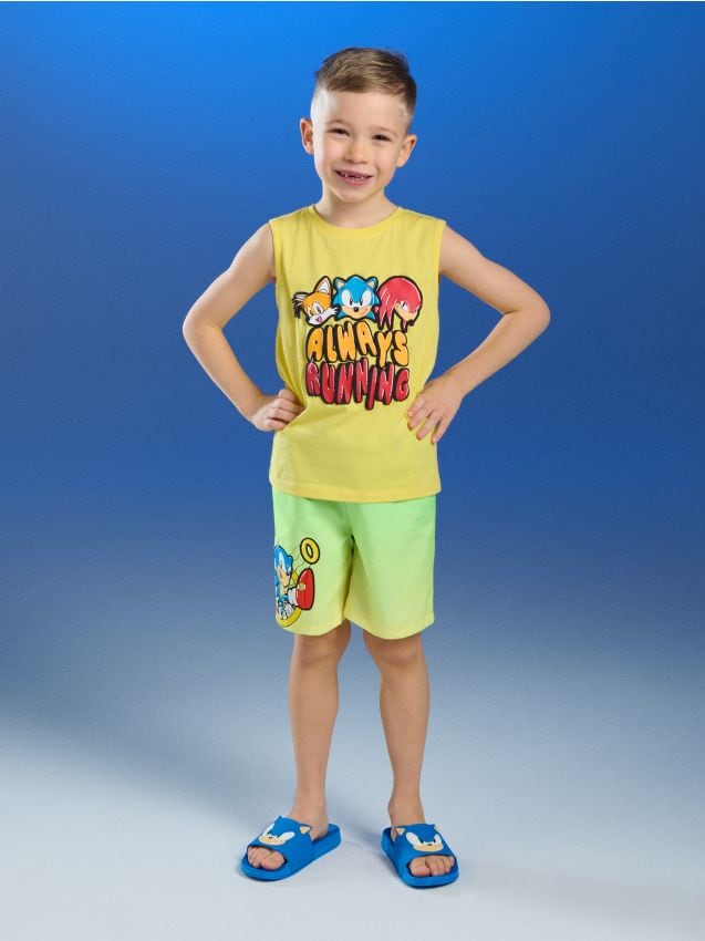 Sinsay - Maiou din bumbac Sonic the Hedgehog - galben-deschis