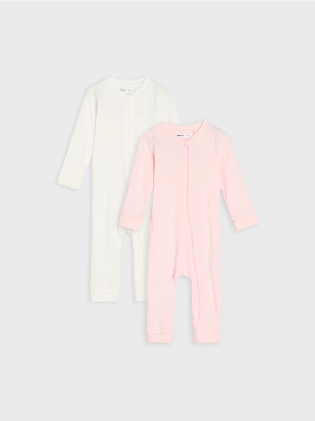 Sinsay - Set de 2 salopete din bumbac - roz-pastel