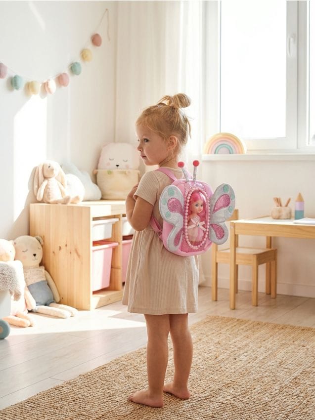 Sinsay - Ghiozdănel în formă de fluture cu păpușă inclusă - roz-bombon