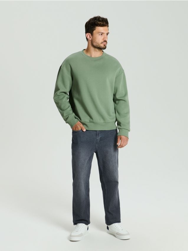Sinsay - Bluza basic comfort fit - zielony