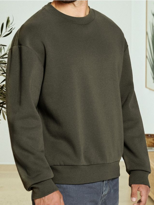 Sinsay - Basic mikina - khaki