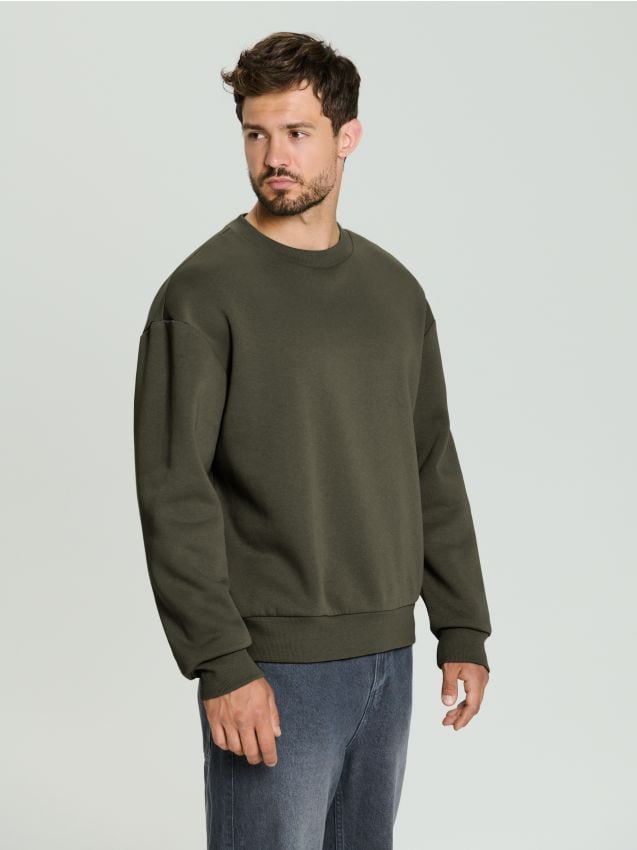 Sinsay - Bluza basic comfort fit - khaki