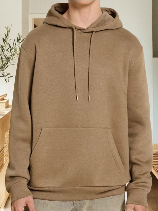 Sinsay - Základný hoodie - svetlohnedosivá
