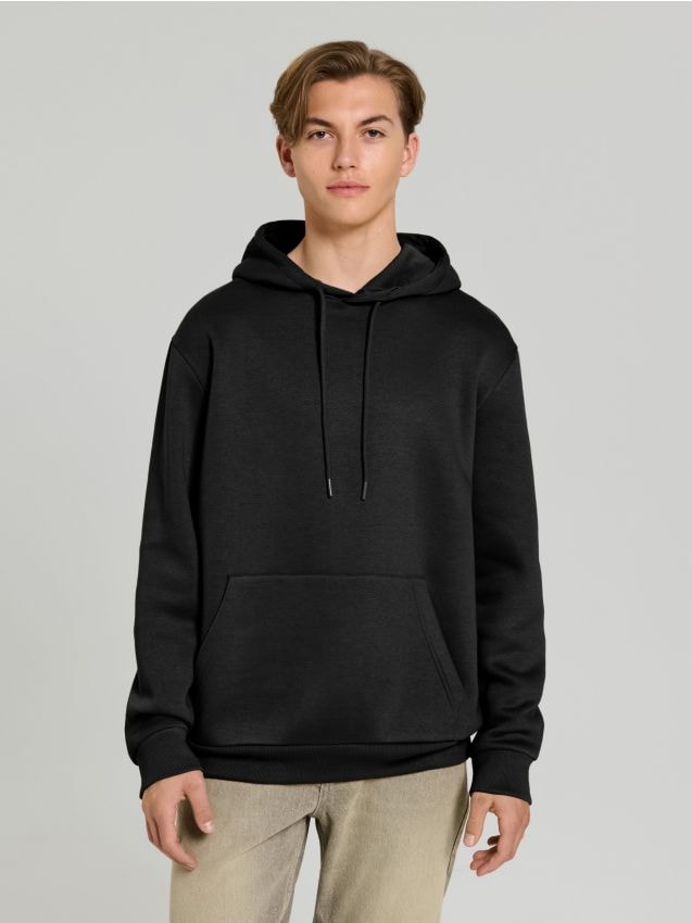 Sinsay - Bluza hoodie basic - czarny
