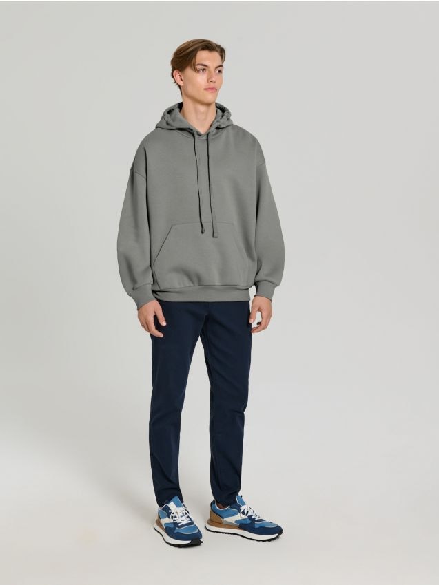 Sinsay - Hoodie s komfortným strihom - stredne sivá