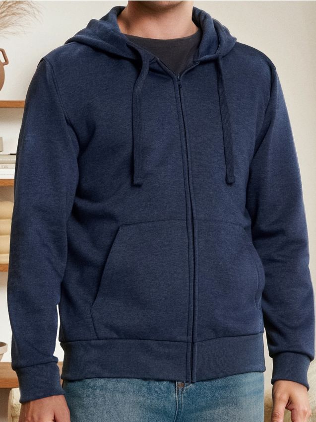 Sinsay - Mikina s kapucňou a vreckami na zips - tmavomodrá