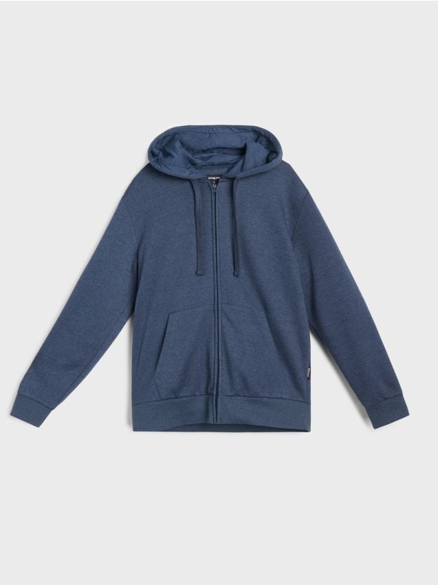 Sinsay - Rozpinana bluza z kapturem i kieszeniami - granatowy