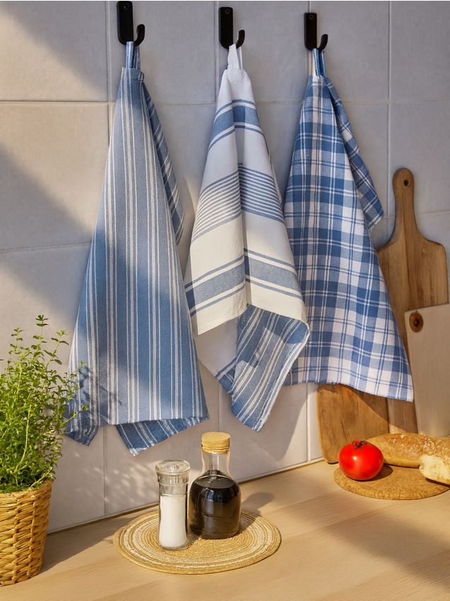 Sinsay - Súprava 3 kuchynských utierok - indigová