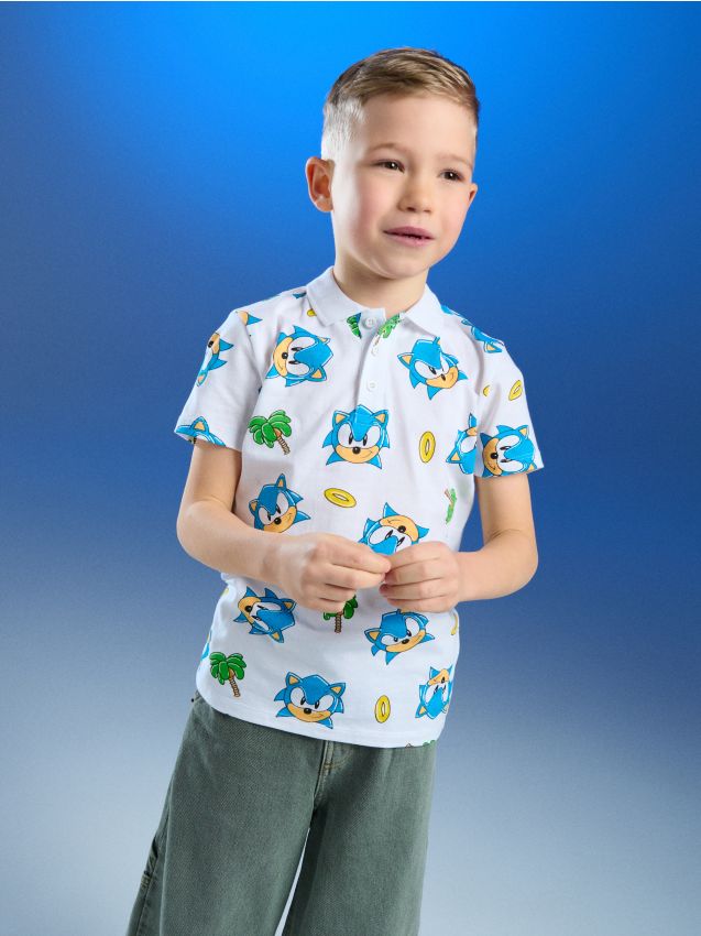 Sinsay - Tricou din bumbac cu model Sonic the Hedgehog - alb