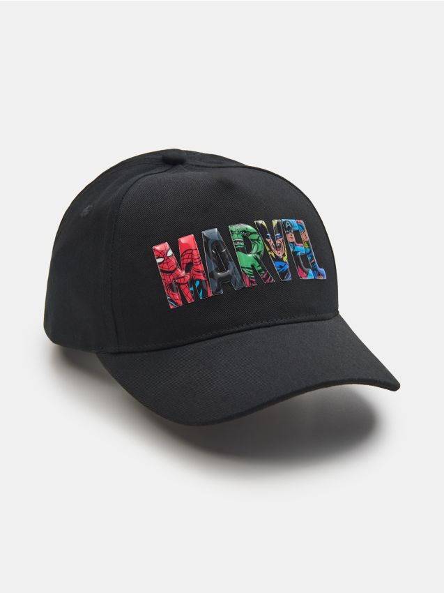 Sinsay - Bawełniana czapka z daszkiem Marvel - czarny