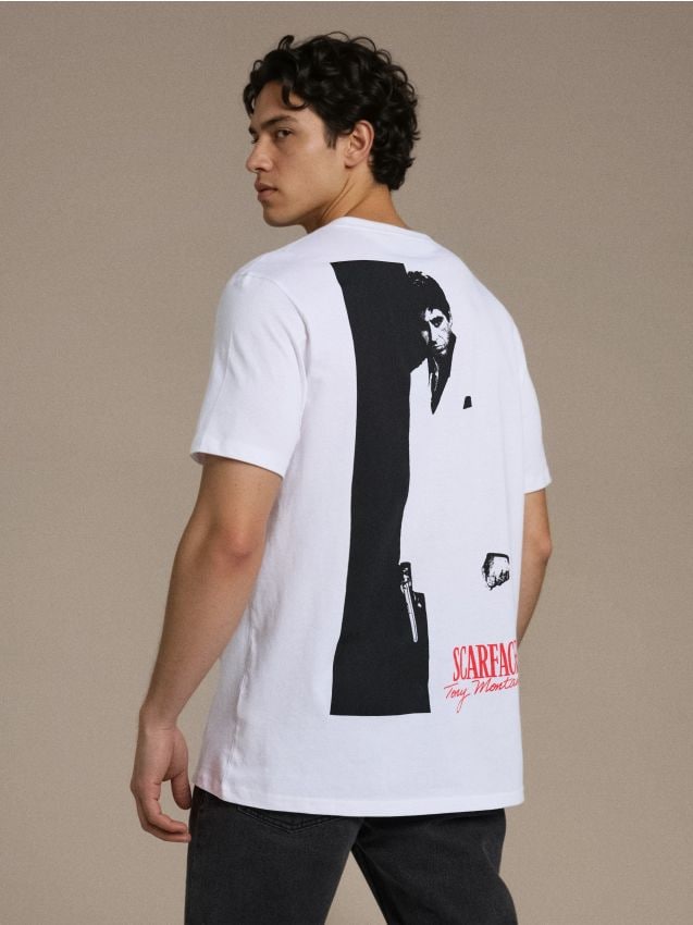 Sinsay - Tricou din bumbac cu imprimeu Scarface - alb