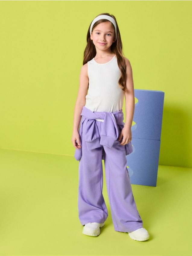 Sinsay - Pantaloni wide leg Active - albastru-violet