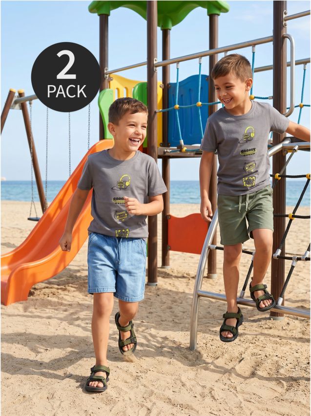 Sinsay - Pantaloni scurți din bumbac, set de 2 - verde-metalizat