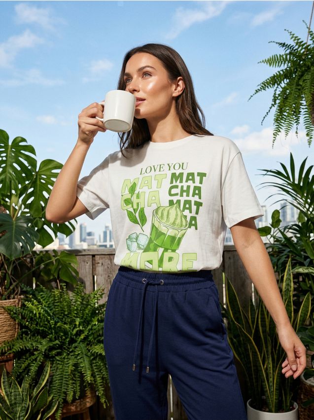 Sinsay - Tricou din bumbac cu imprimeu colorat - crem