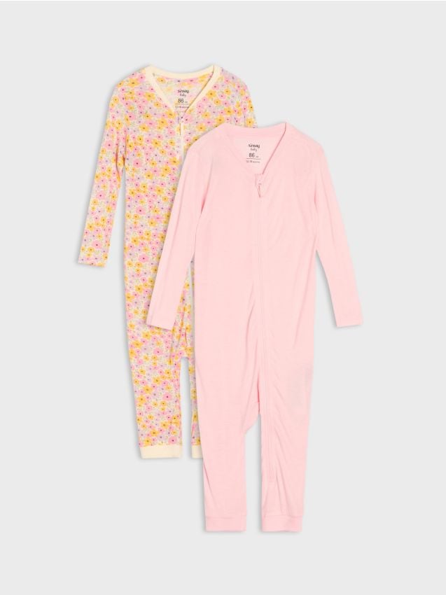 Sinsay - Set de salopete pentru bebeluși cu fermoar 2 pack - crem