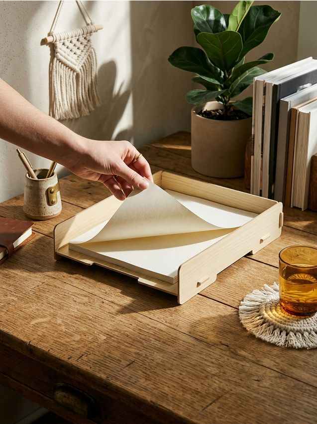 Sinsay - Organizator de birou din lemn - bej