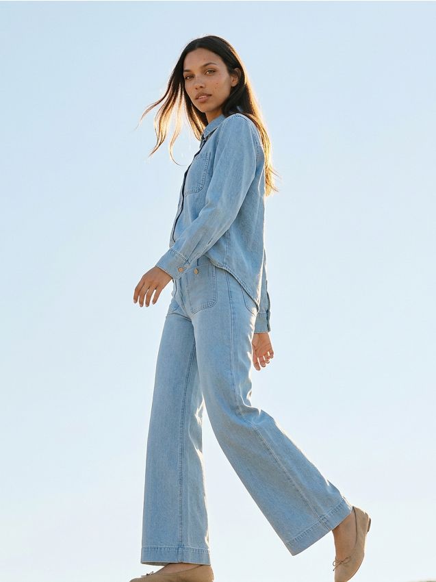 Sinsay - Blugi wide leg - albastru