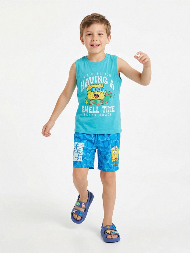 Sinsay - Maiou din bumbac SpongeBob - acvamarin