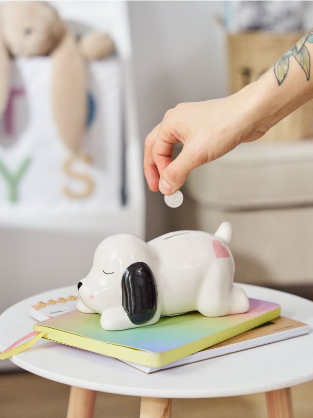 Sinsay - Pușculiță cu motiv de câine - alb