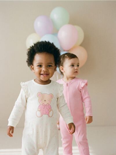 Σετ βαμβακερών βρεφικών πυζαμών με βολάν 2 pack