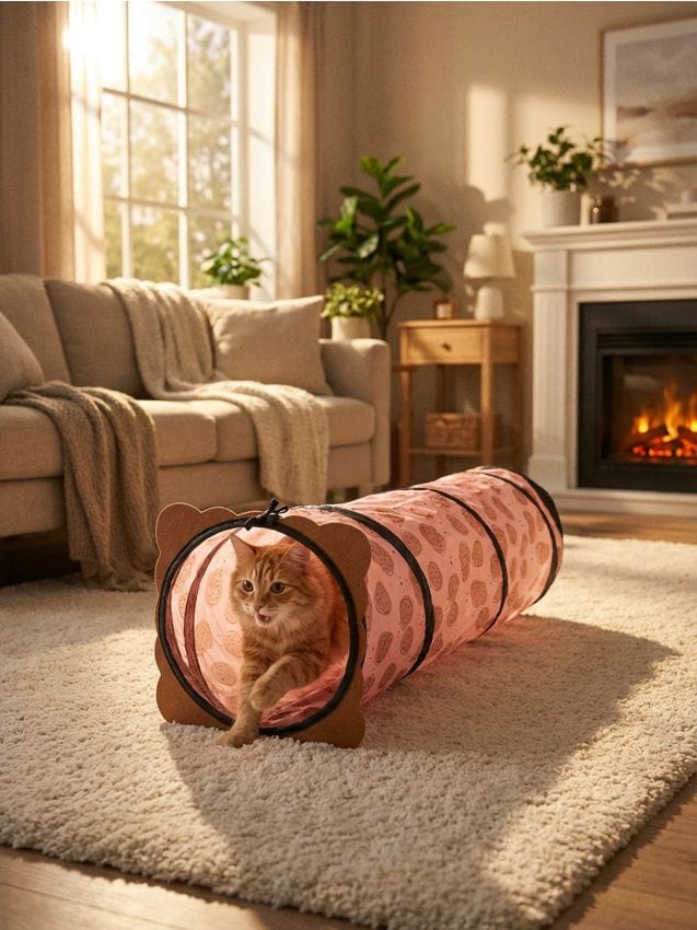 Sinsay - Tunel pentru pisici cu motiv de biscuiți - maro