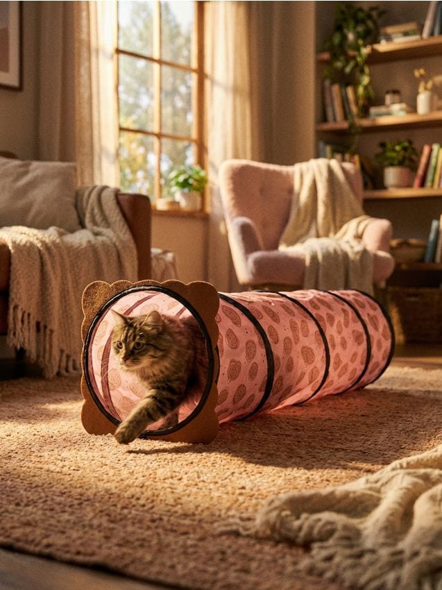 Sinsay - Tunel pentru pisici cu motiv de biscuiți - maro