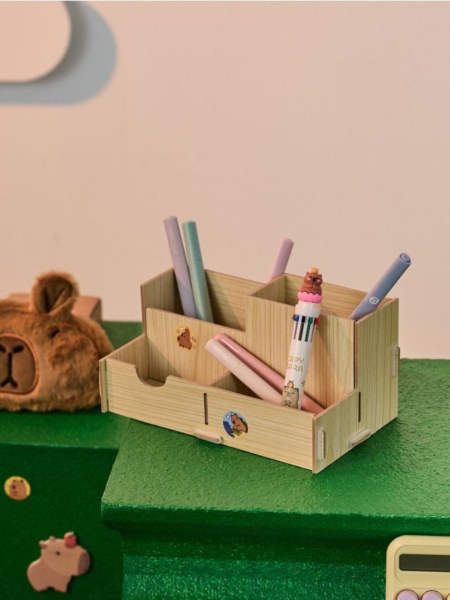 Sinsay - Organizator de birou din lemn - bej