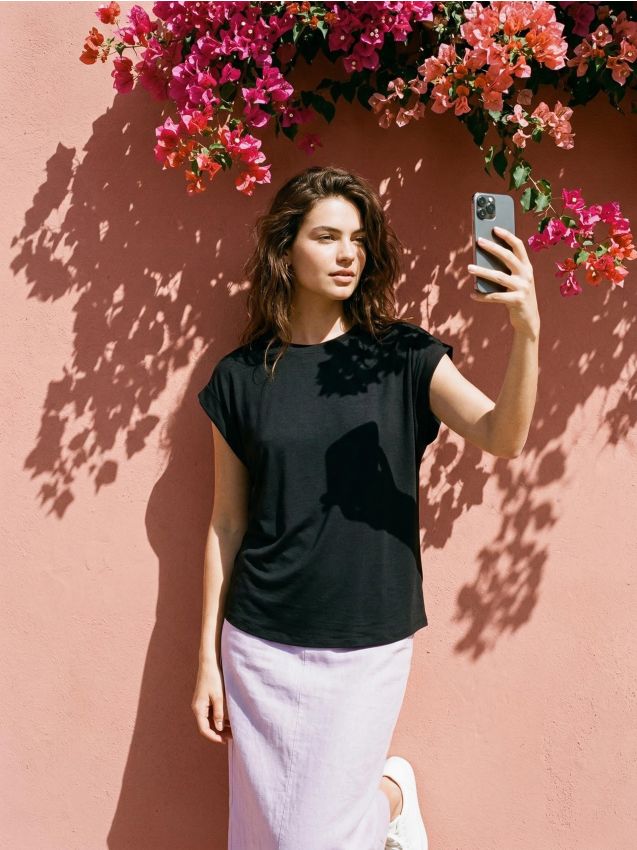 Sinsay - Tricou cu mânecă scurtă - negru