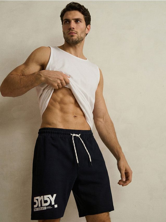 Sinsay - Pantaloni sport scurți - albastru metalizat