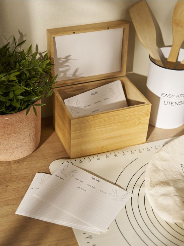 Sinsay - Cutie din bambus pentru fișe de rețete 100 pack - bej