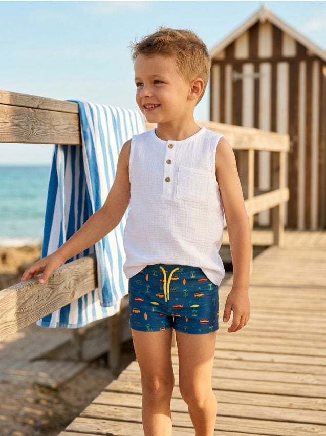 Sinsay - Slip de baie cu motiv de surfer - bleumarin
