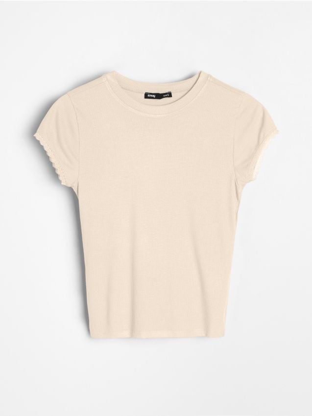 Sinsay - Tricou din viscoză - bej