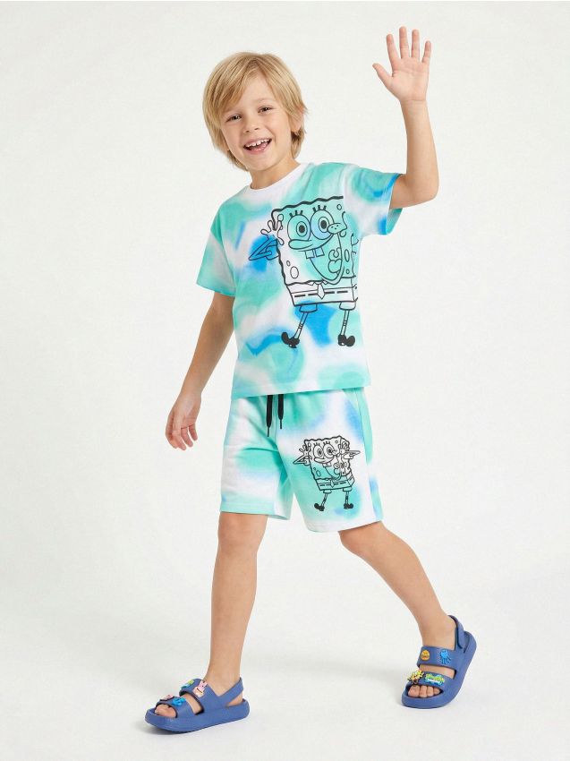 Sinsay - Tricou cu efect tie-dye SpongeBob SquarePants - multicolor