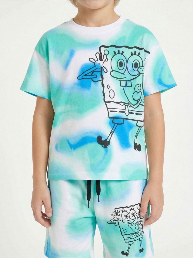 Sinsay - Tricou cu efect tie-dye SpongeBob SquarePants - multicolor