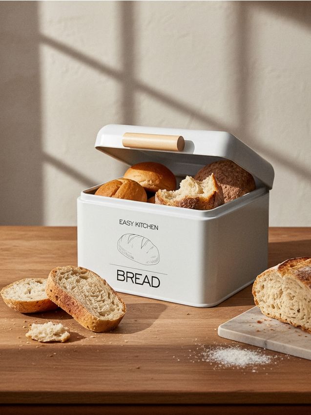 Sinsay - Cutie de pâine din oțel cu imprimeu și capac - alb