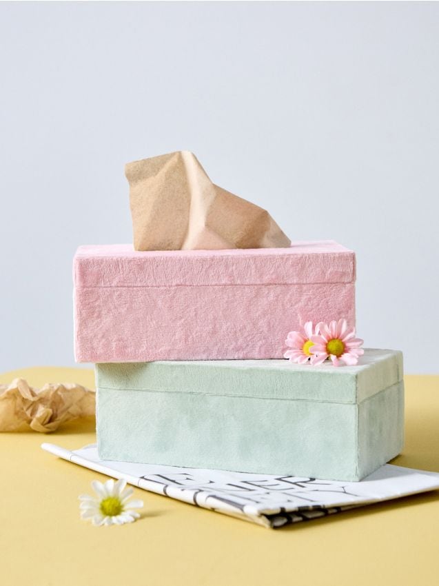 Sinsay - Cutie pentru șervețele din catifea - roz-pastel