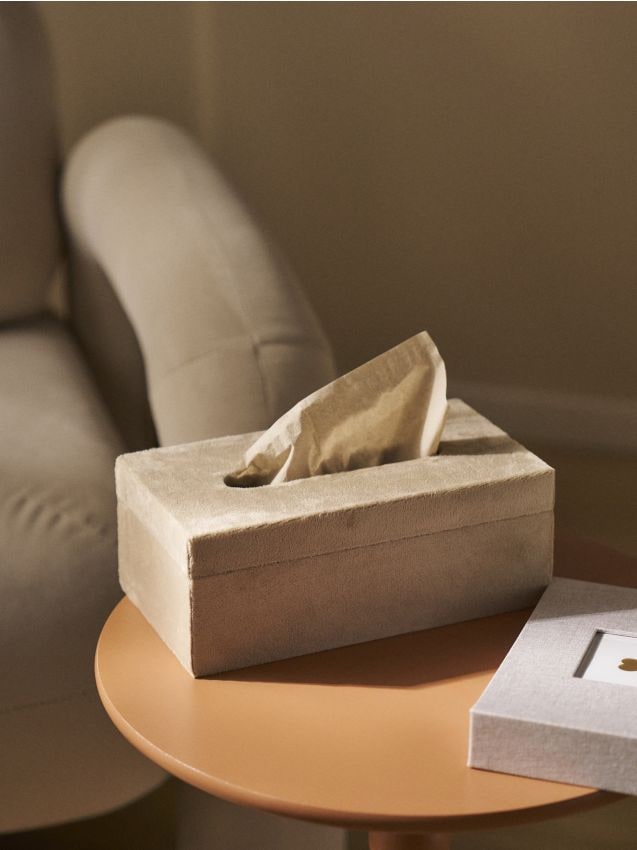 Sinsay - Cutie pentru șervețele din catifea - bej