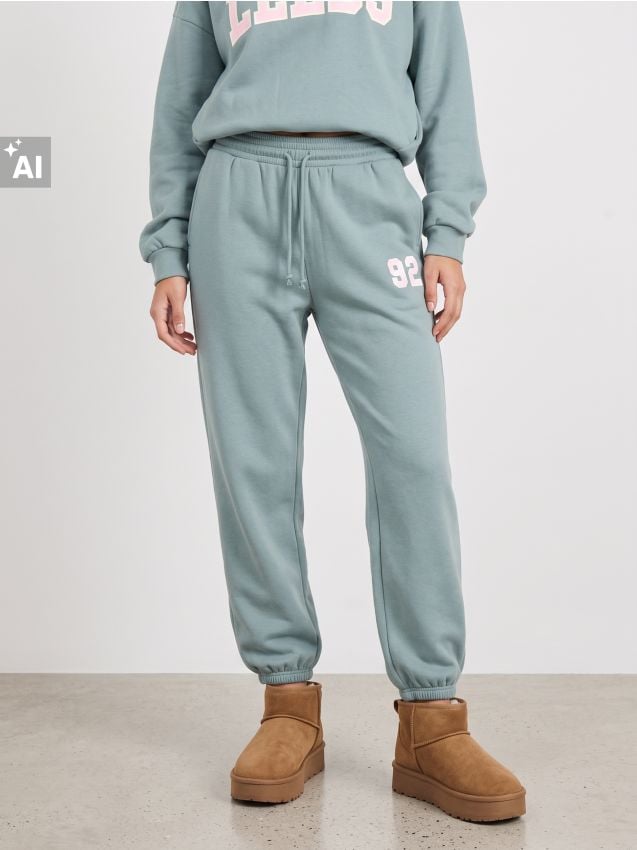 Sinsay - Pantaloni jogger cu bumbac - turcoaz