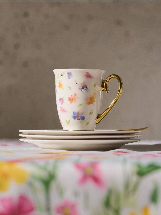 Sinsay - Cană cu imprimeu floral și elemente aurii - multicolor